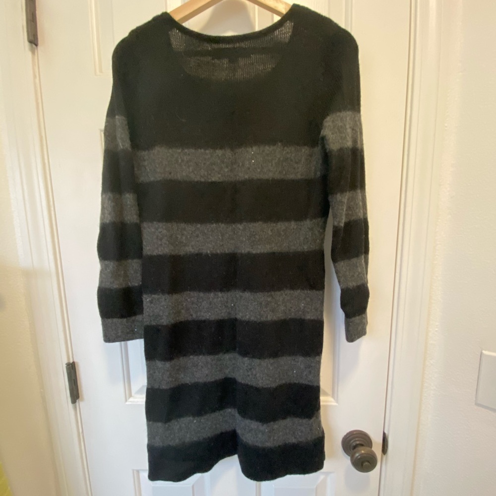 Loft black and grey striped dress